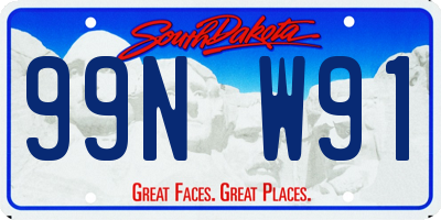 SD license plate 99NW91