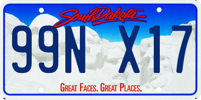 SD license plate 99NX17