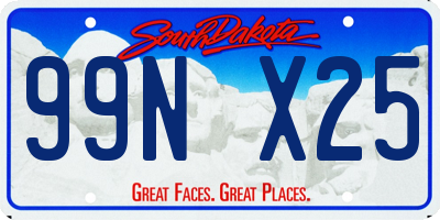 SD license plate 99NX25