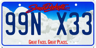 SD license plate 99NX33
