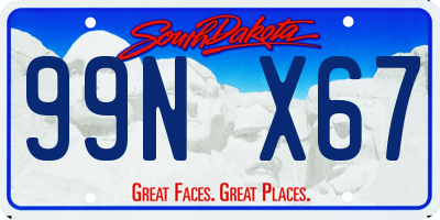 SD license plate 99NX67