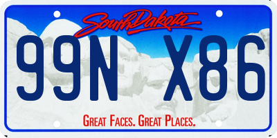 SD license plate 99NX86