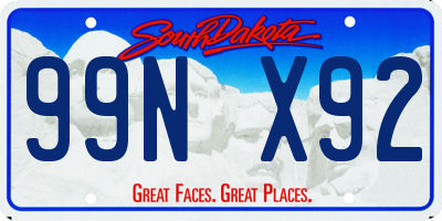 SD license plate 99NX92