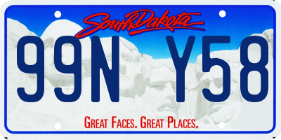 SD license plate 99NY58