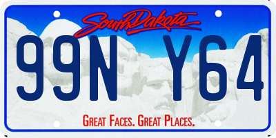 SD license plate 99NY64