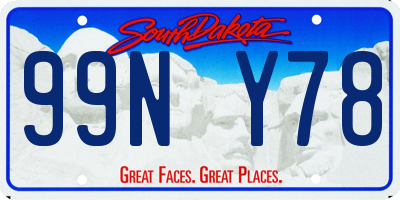 SD license plate 99NY78