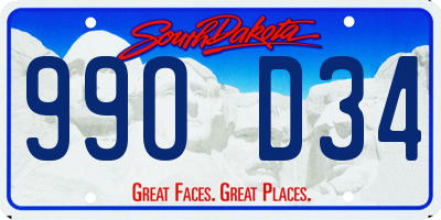 SD license plate 99OD34