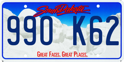 SD license plate 99OK62