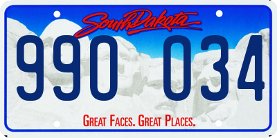 SD license plate 99OO34
