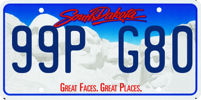 SD license plate 99PG80