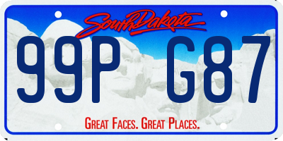 SD license plate 99PG87