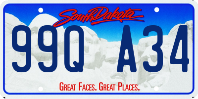 SD license plate 99QA34