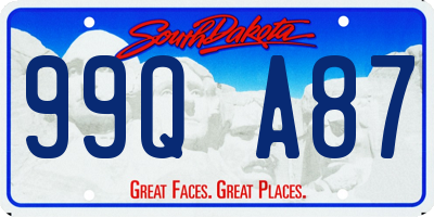 SD license plate 99QA87