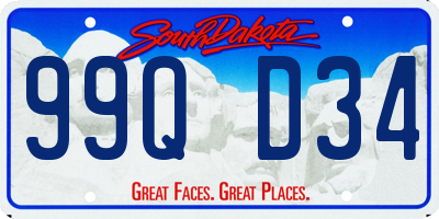 SD license plate 99QD34