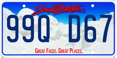 SD license plate 99QD67