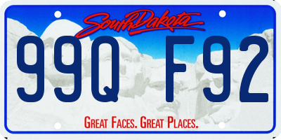 SD license plate 99QF92