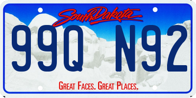 SD license plate 99QN92