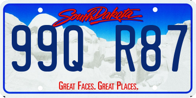 SD license plate 99QR87