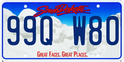 SD license plate 99QW80