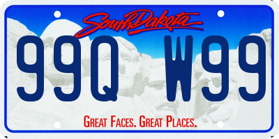 SD license plate 99QW99