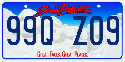 SD license plate 99QZ09