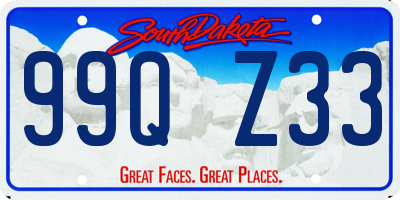 SD license plate 99QZ33