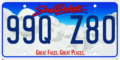 SD license plate 99QZ80