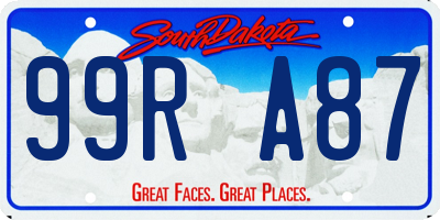 SD license plate 99RA87