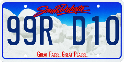 SD license plate 99RD10