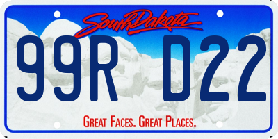 SD license plate 99RD22