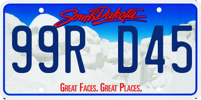 SD license plate 99RD45