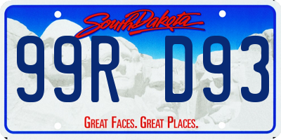SD license plate 99RD93