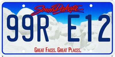 SD license plate 99RE12
