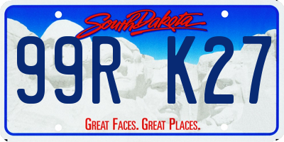 SD license plate 99RK27