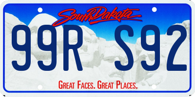 SD license plate 99RS92