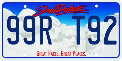 SD license plate 99RT92