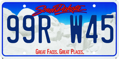 SD license plate 99RW45