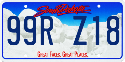 SD license plate 99RZ18