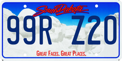 SD license plate 99RZ20