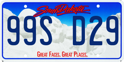 SD license plate 99SD29