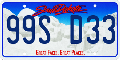 SD license plate 99SD33