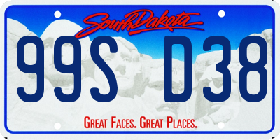 SD license plate 99SD38