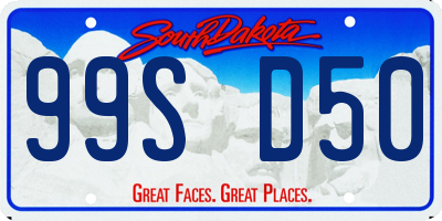 SD license plate 99SD50