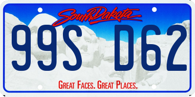 SD license plate 99SD62