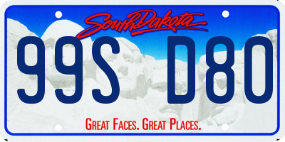 SD license plate 99SD80