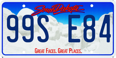 SD license plate 99SE84