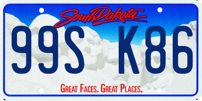 SD license plate 99SK86