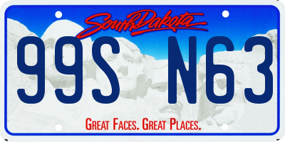 SD license plate 99SN63