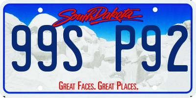 SD license plate 99SP92