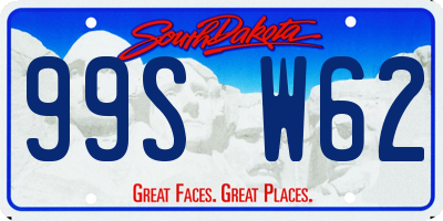 SD license plate 99SW62